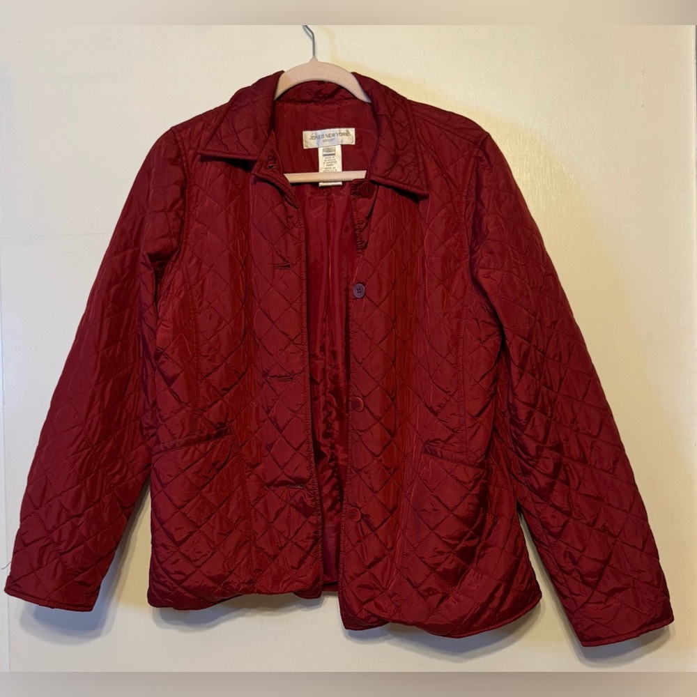 Jones New York Women's Quilted Puffer Jacket - red